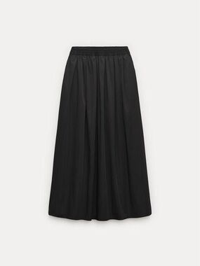 Zara Black Maxi Pleated Skirt With Pockets - Flowing Silhouette